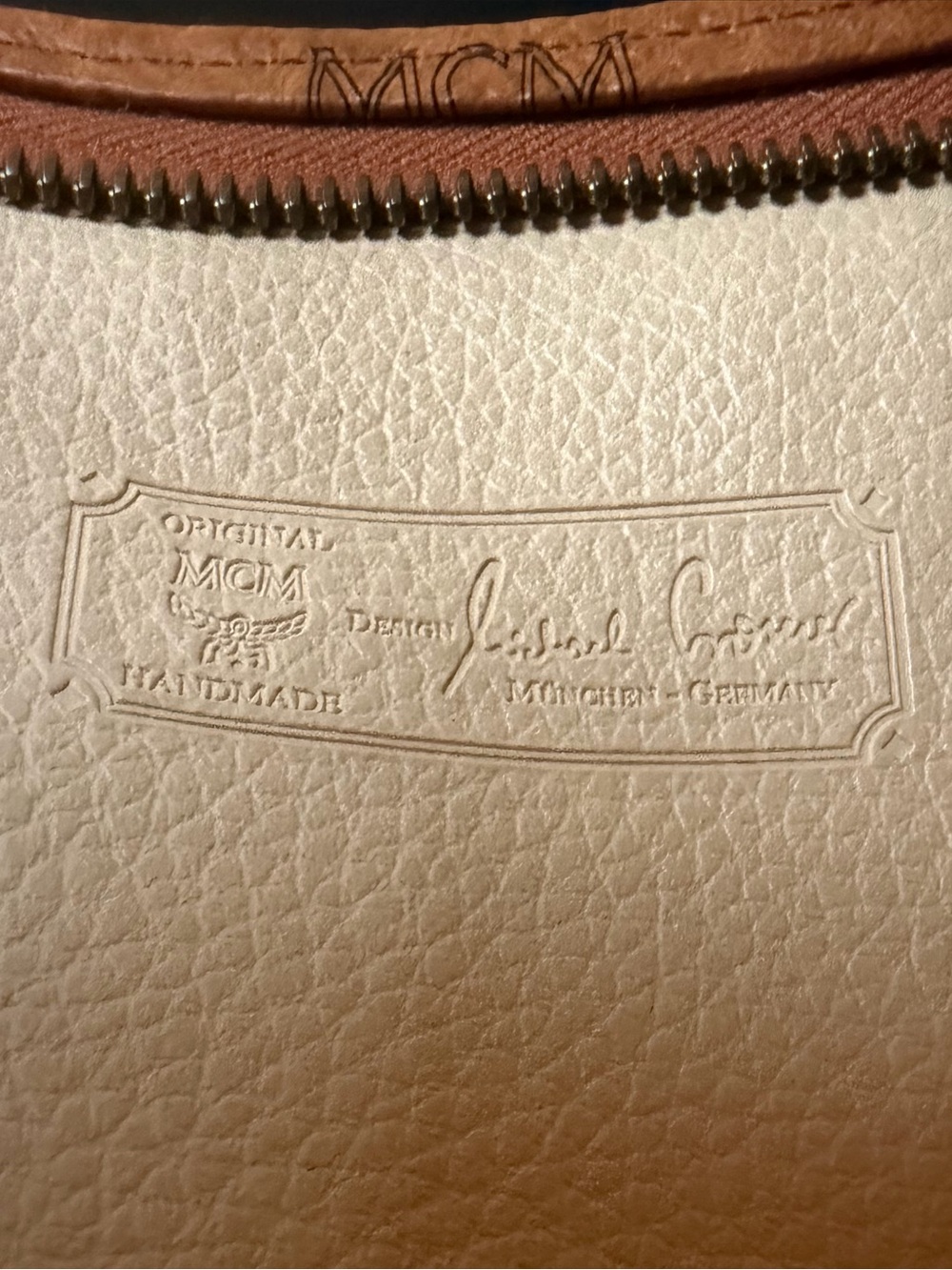 MCM Orange Visetos Logo Zip Pouch - Picture 2 of 8